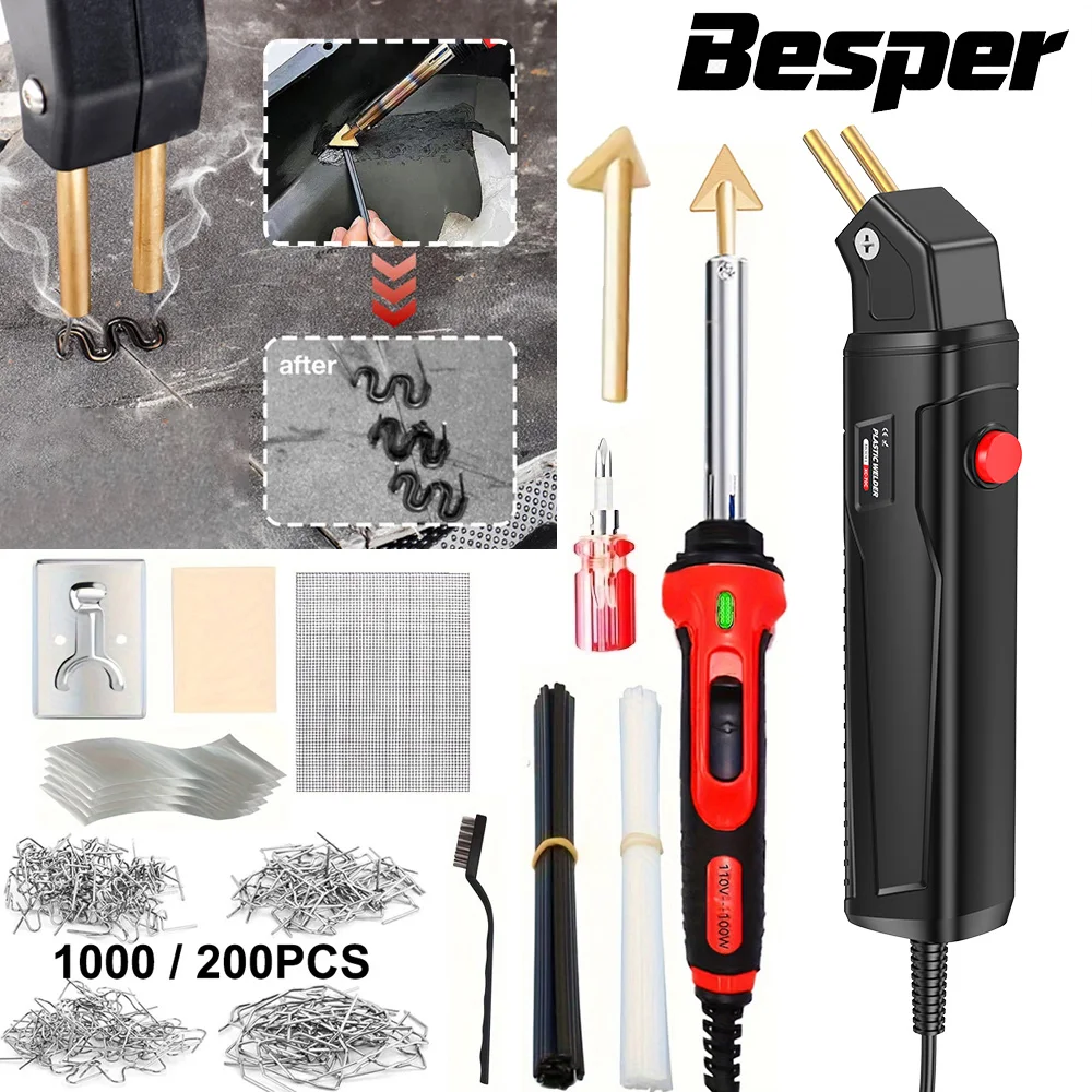 

100W Plastic Welder, 200/ 1000PCS Staples, Hot Stapler Kit, Plastic Welder Gun Kit, Car Bumper Repair Kit, Plastic Repair Kit