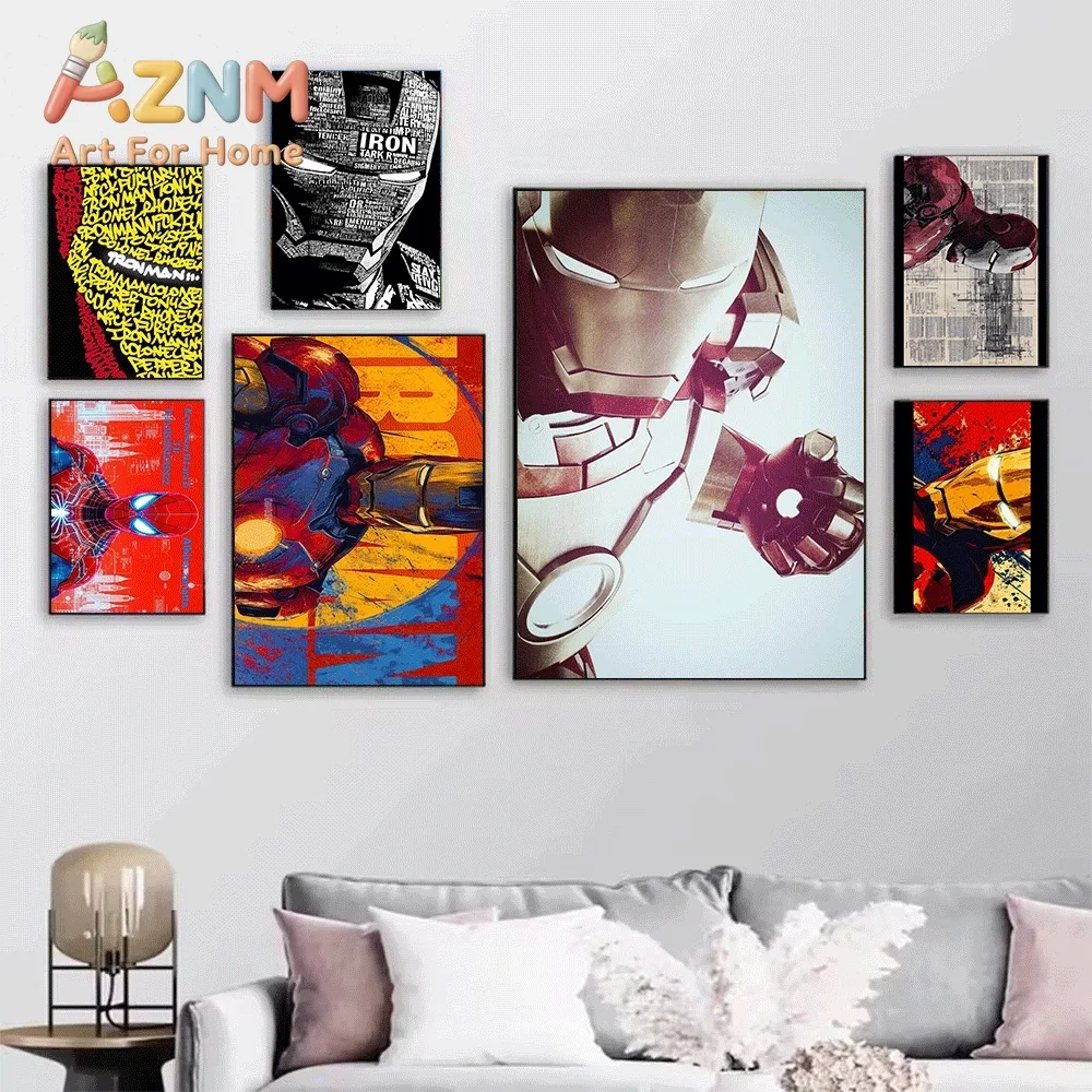 Iron Man And Captain America Blueprint Sketch Marvel Superhero Canvas Wall Art No Frame Canvas Painting Poster Home Bedroom Li