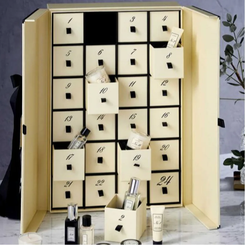 custom.Custom Countdown Drawer Paper Cosmetic Packaging Boxes Advent Calendar