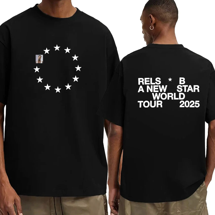 

Hot sale Rels B A New Star World Tour 2025 Graphic Double Sided Print Oversized Tee shirt Cotton Men Women short sleeve t-shirt