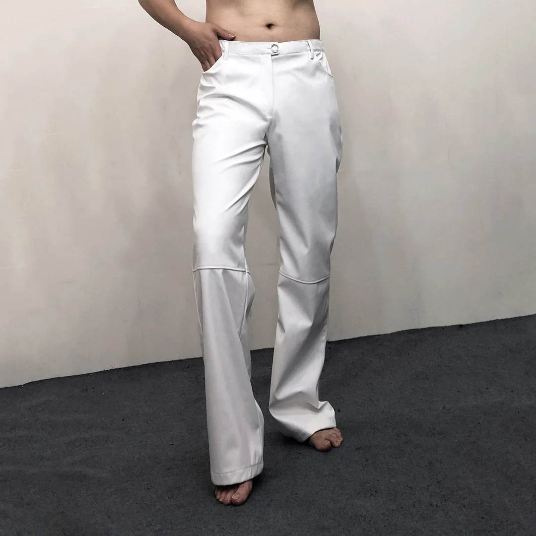 Autumn Winter Men's PU Plus Size Straight-leg Loose Casual Leather Pants Korean New Male Fashion And Simple Gentleman Trousers