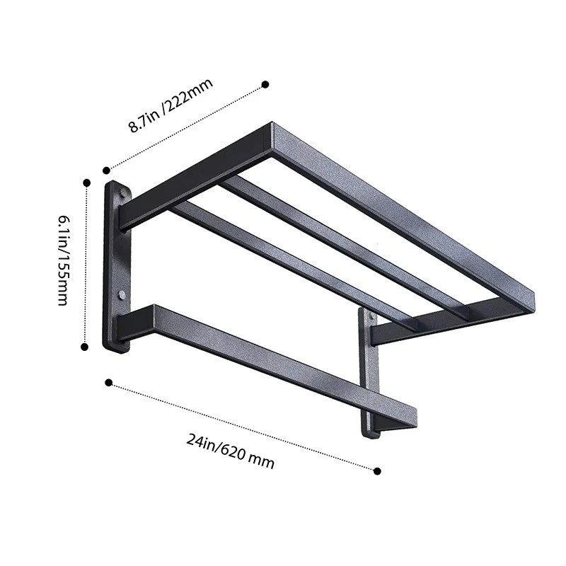 

Modern Aluminum Bathroom Shelves Contemporary Towel Rack Wall Shelf for Modern Bathrooms or Hotel Projects