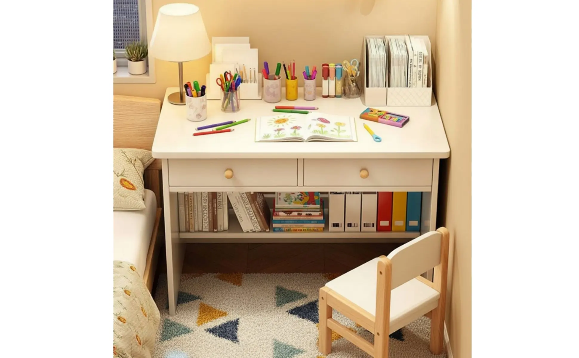 Small Study Desk Space-Saving Design Modern Student Desk Workstation Sturdy Construction Easy to Clean for Bedroom
