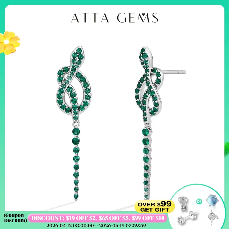 

Серьги ATTAGEMS на Новый год в форме змеи для женщин, искусственный изумруд, 100% серебро 925 пробы, праздничные украшения, подарок на удачу