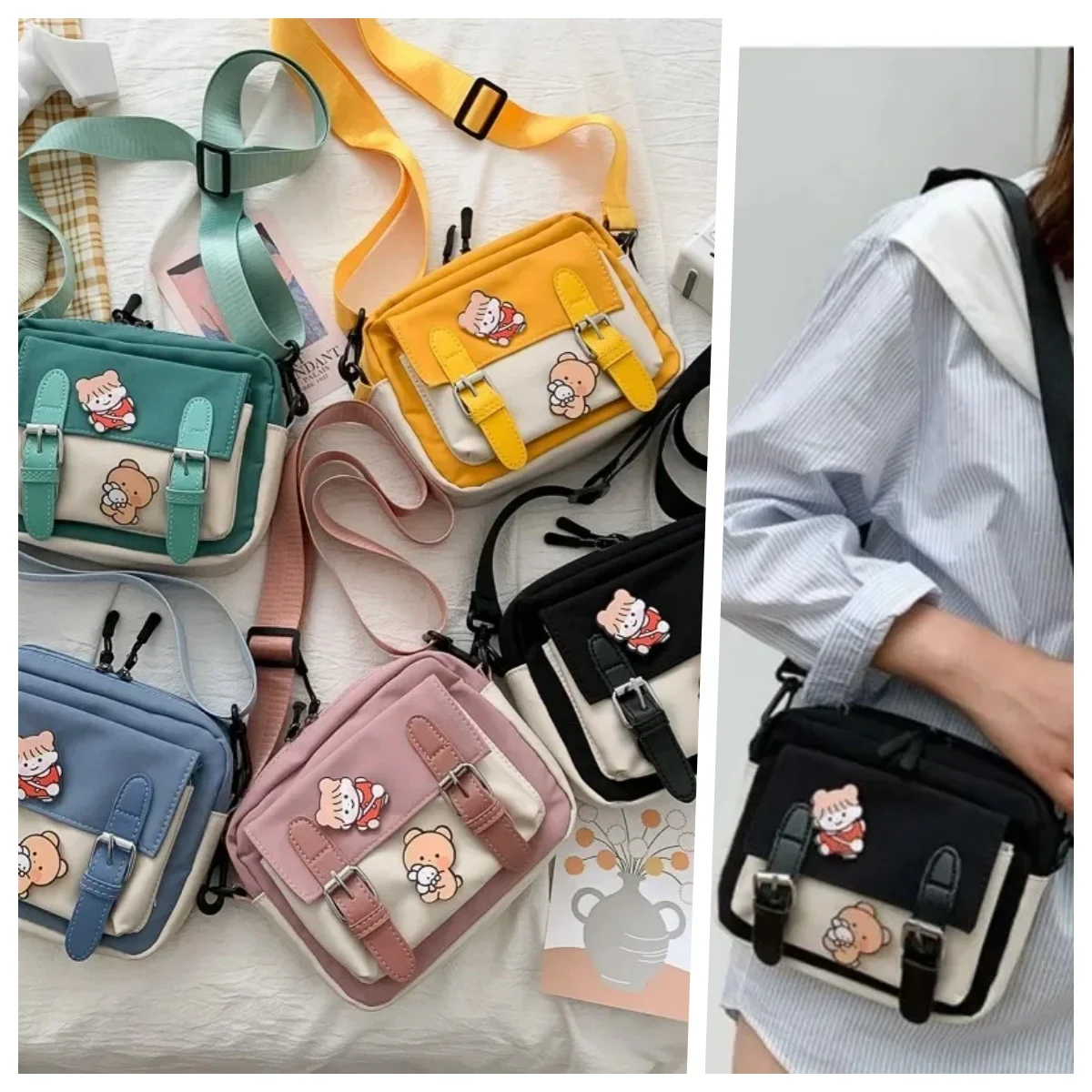 

Korean Style Canvas Shoulder Bag For Women New Fashion Female Crossbody trend