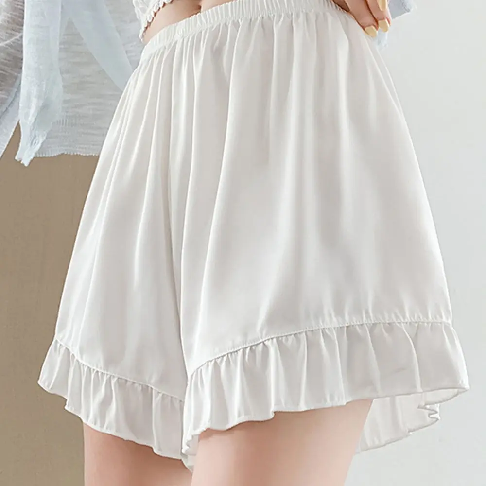 無地アイスシルクランジェリーハイウエストポリエステルガールズセーフティブリーフレース下着サマーショートパンツ女性用ショーツボクサー