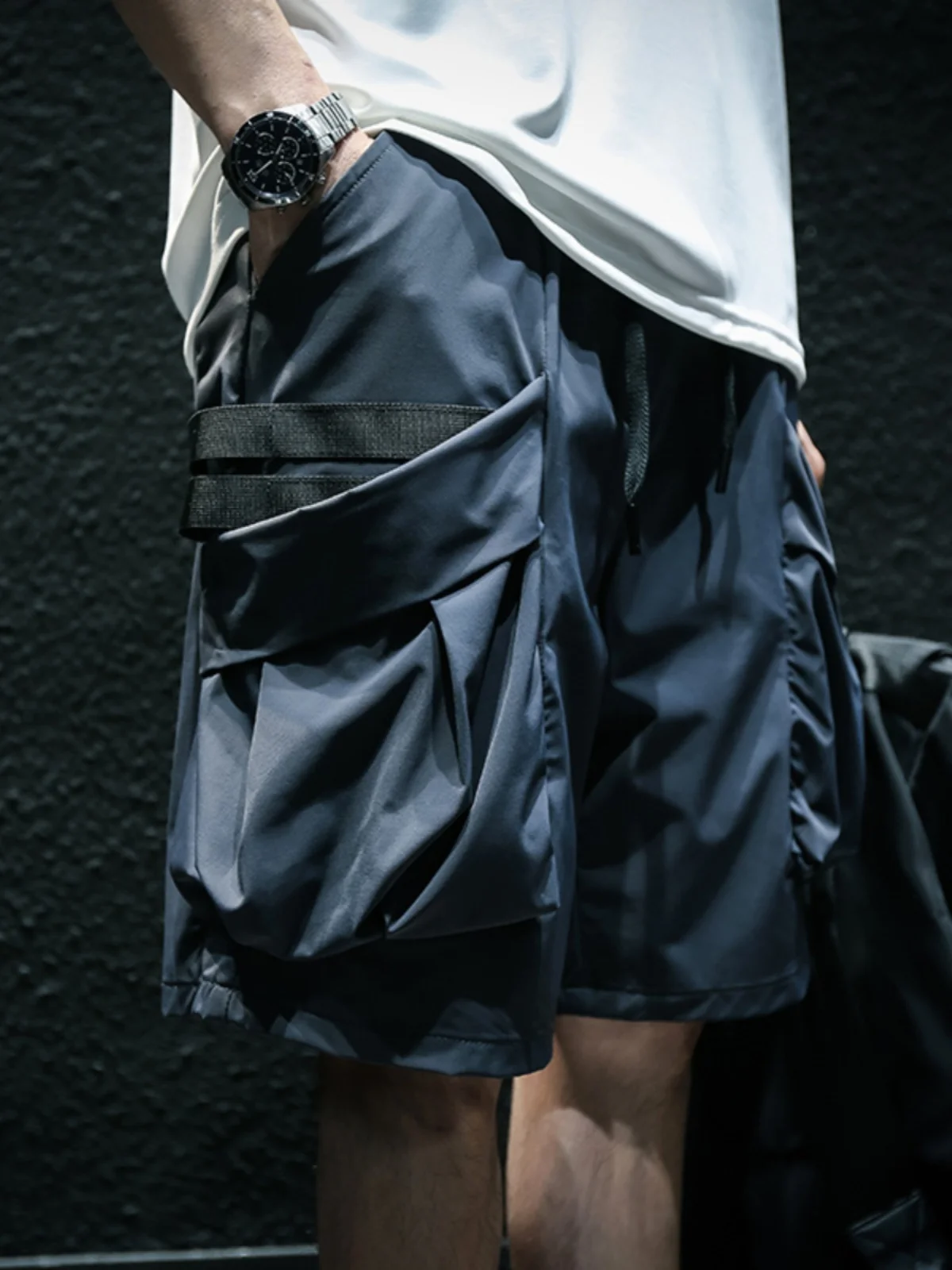 ملابس العمل اليابانية الرجعية الرجال فضفاضة تناسب كوي الجافة Sli ort السراويل الصيف عارضة كبيرة الحجم خمس نقاط السراويل