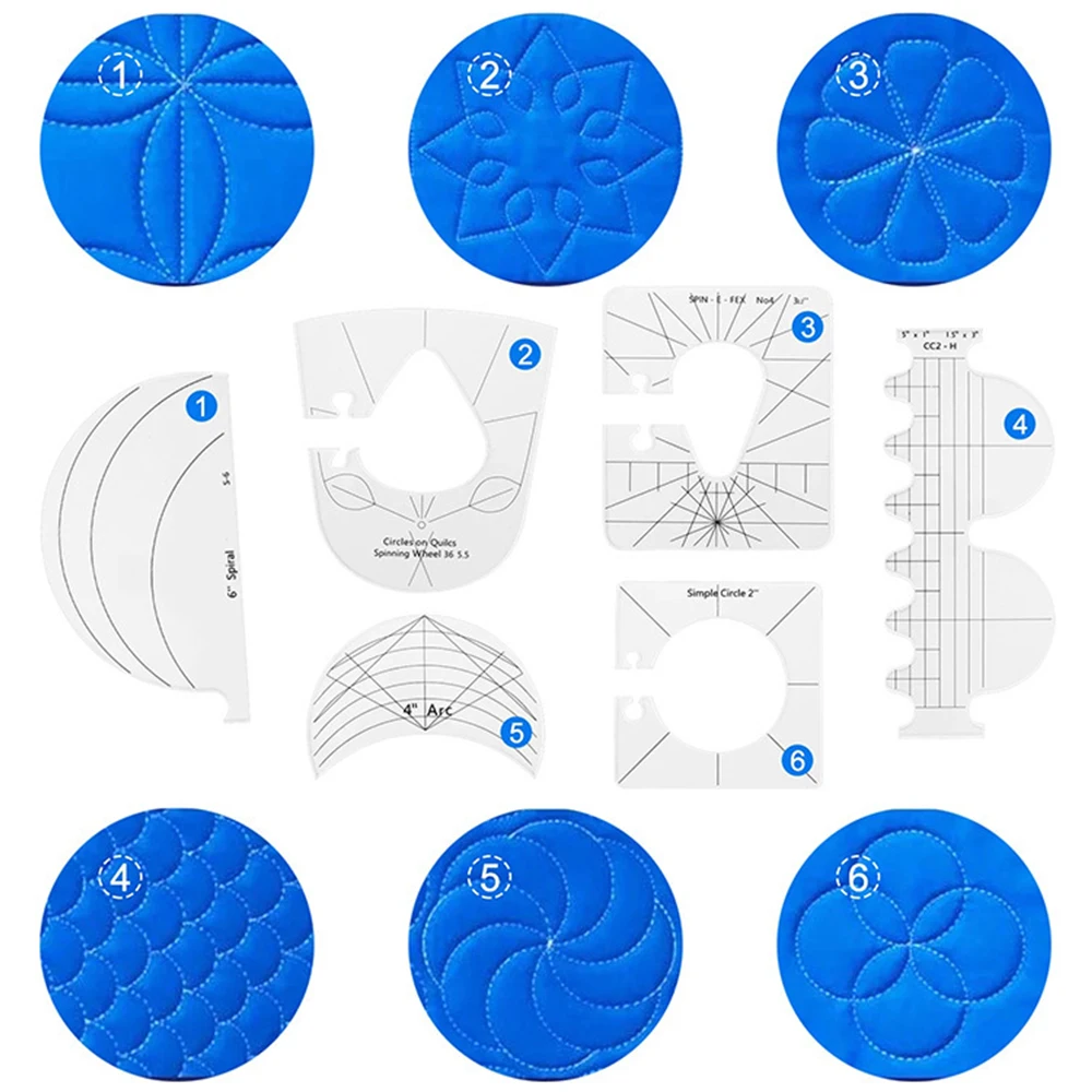 6Pcs Patchwork Ruler Quilting Tools Templates Set DIY Acrylic Sewing Ruler Quilter Ruler Sewing Stencil Tool Patchwork Tools