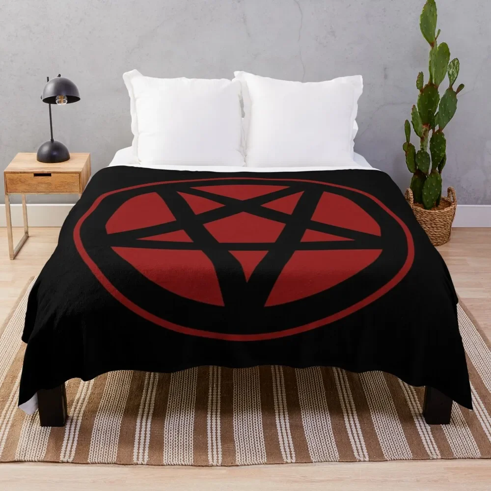 Inverted Pentagram Dark Red Satanic Throw Blanket Furrys Nap Blankets