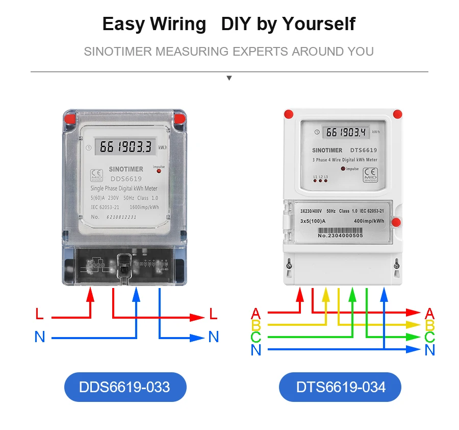 Classic Wall Mounted 5-100A 380V AC Three Phase 4 Wires LCD Digital Energy Meter kWh Power Consumption Electricity Measurement