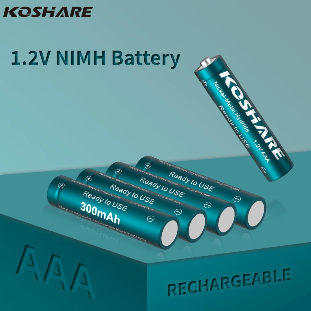 

KOSHARE AAA Ni-MH Rechargeable Battery 300mAh 1.2V High-Capacity Long Life for Alarm Clocks Calculators Remote Controls And Toys