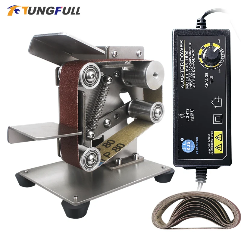 Stepless Speed Belt Sander, Polimento Moagem, Mini Grinder, Sharpening Machine, Polonês Ferramenta, DIY, 110V, 220V, Novo