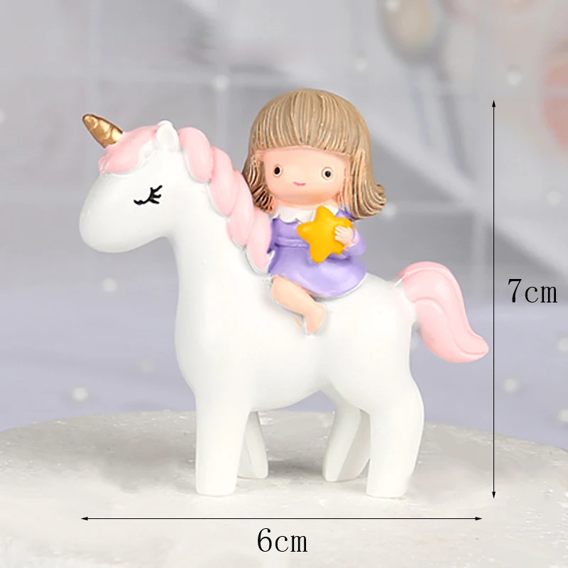 Unicorn Cake Toppers Resin Kids Party Birthday Decorations Cake Decorating Tools Baby Shower Cake Flags Birthday Party Flags