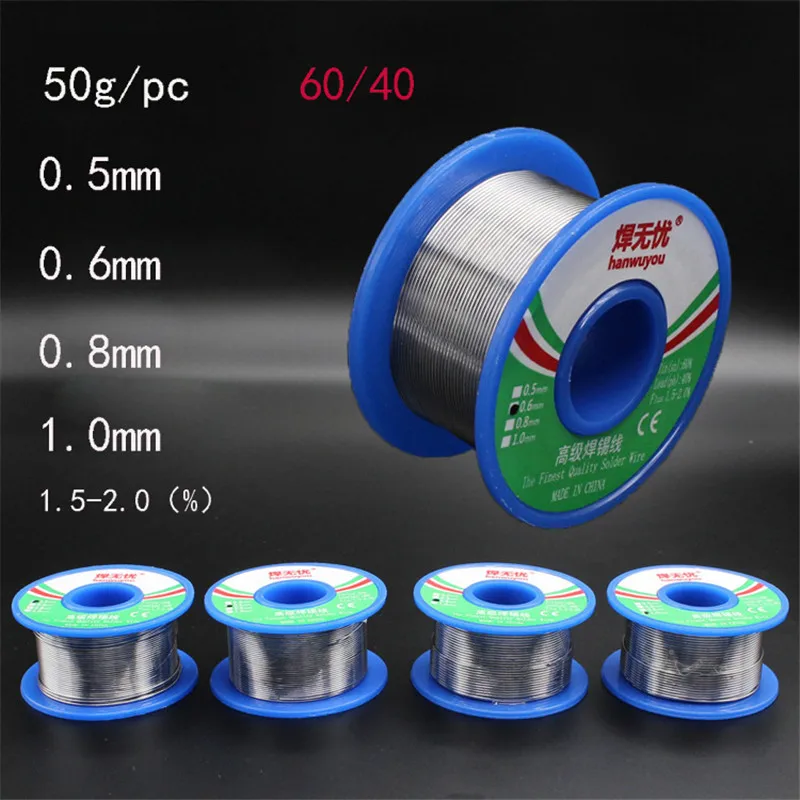 Fluxo de solda de solda 60/40-1.5 carretel de fio 50g1.0mm da solda do fio da lata do núcleo da resina do fio da solda 2.0%