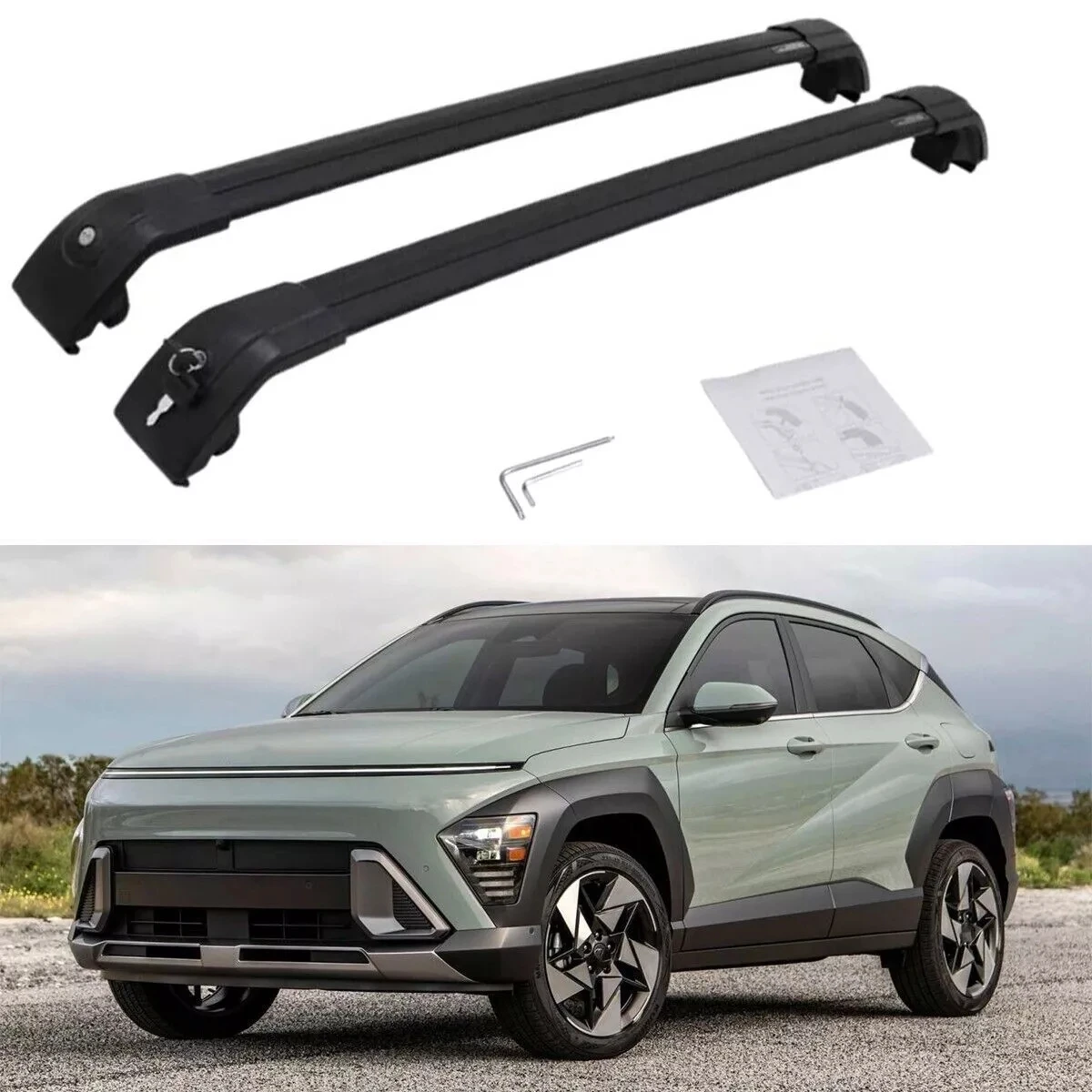 2Pcs Fits for Hyundai Kona 2024 2025 Roof Racks Rail Cross Bars Crossbar