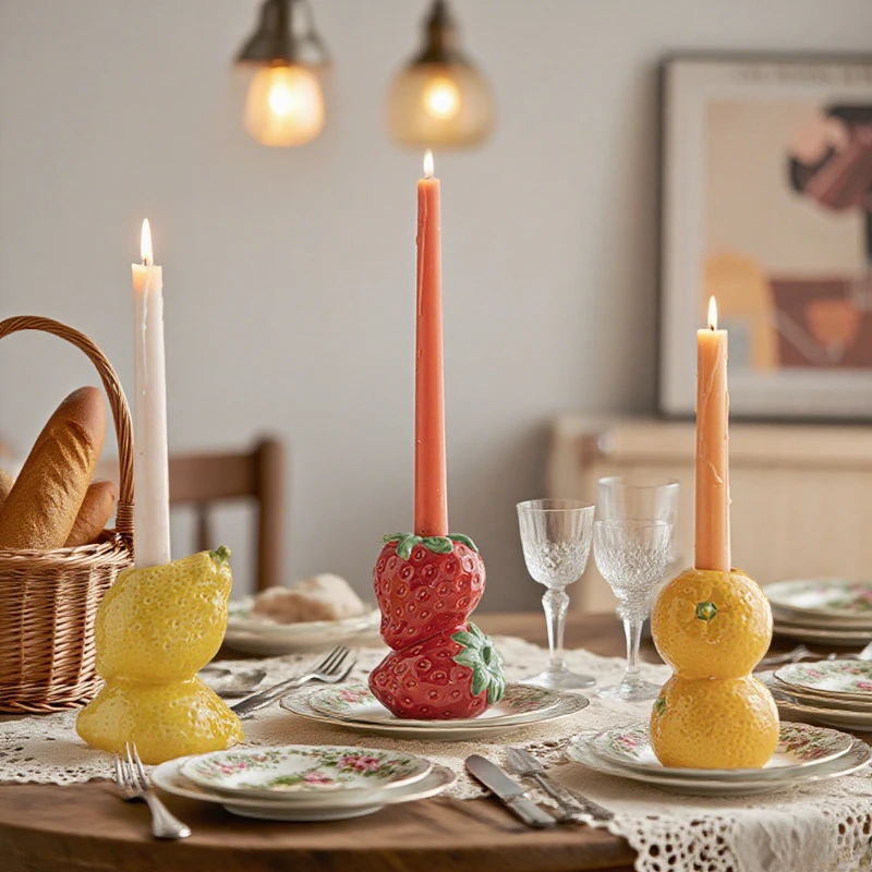 Fruit Shaped Ceramic Candlestick-simple Modern Design Desktop Small Fresh Decoration Photography Props Gift