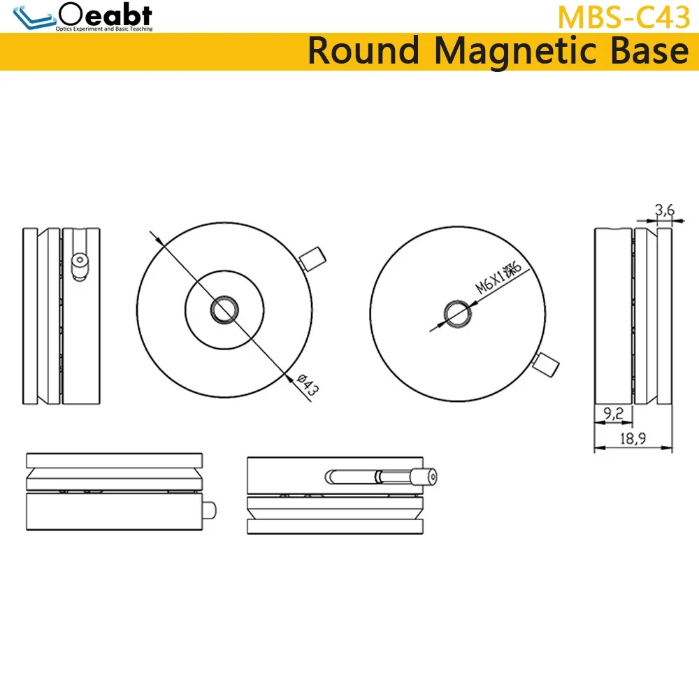 MBS-C43 Round Magnetic Base Magnetic Base Adjustable Experiment Magnetic Base Switch Type Optical Bench Scientific Research