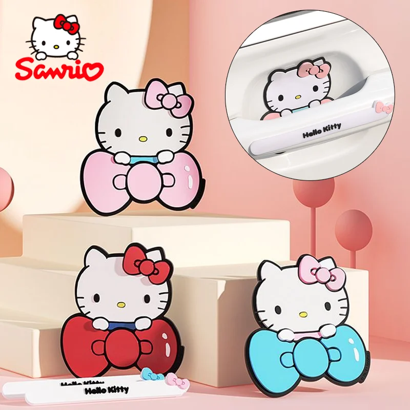 Sanrio Hello Kitty Car Door Handle Reversing Mirror Anti-Collision Strip Cartoon Silicone Scratch Stickers Rubbing Decoration