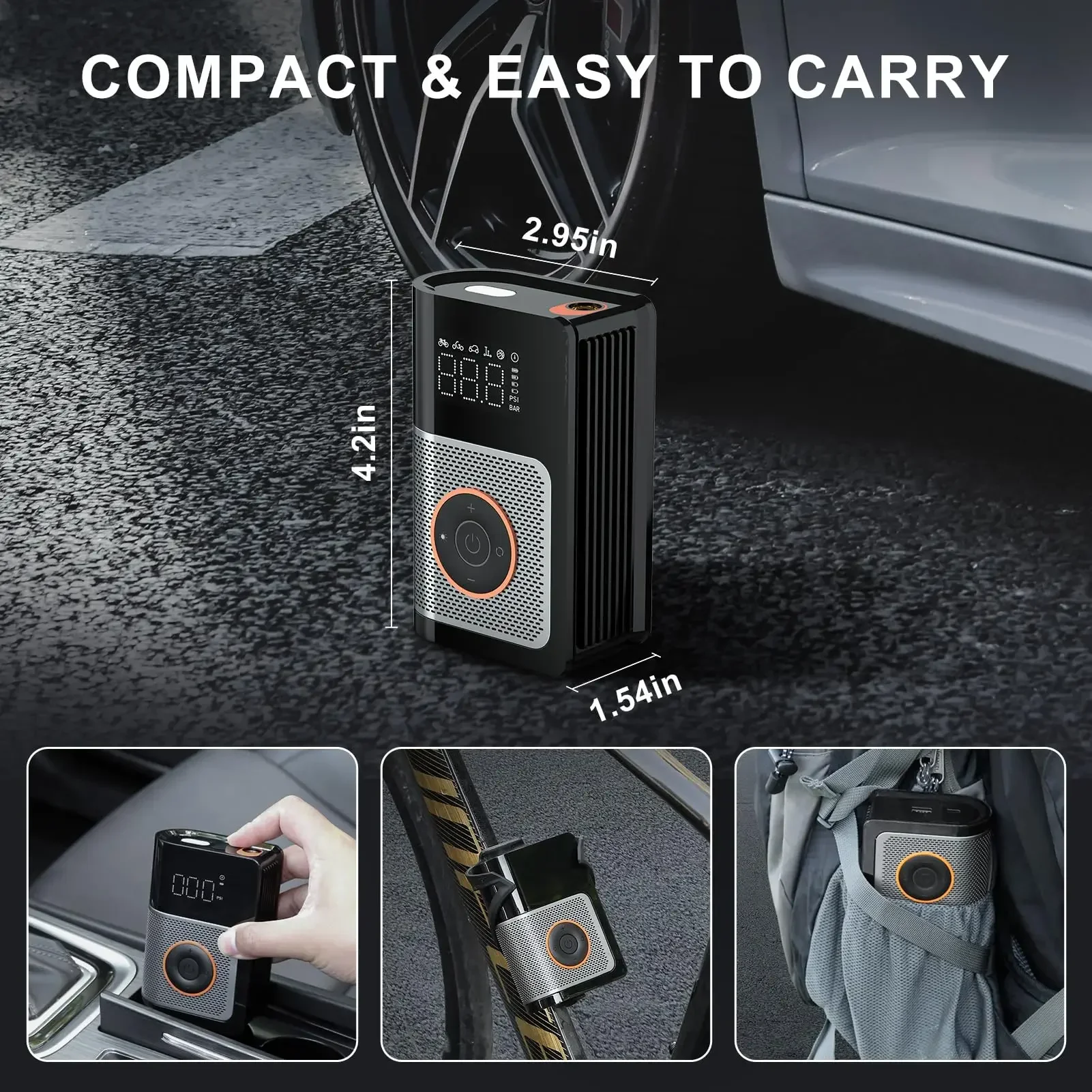 Pompa gonfiabile wireless per compressore d'aria portatile da 120 W Pompa di aria portatile Gonfiatore per pneumatici digitale per palline da bicicletta per auto