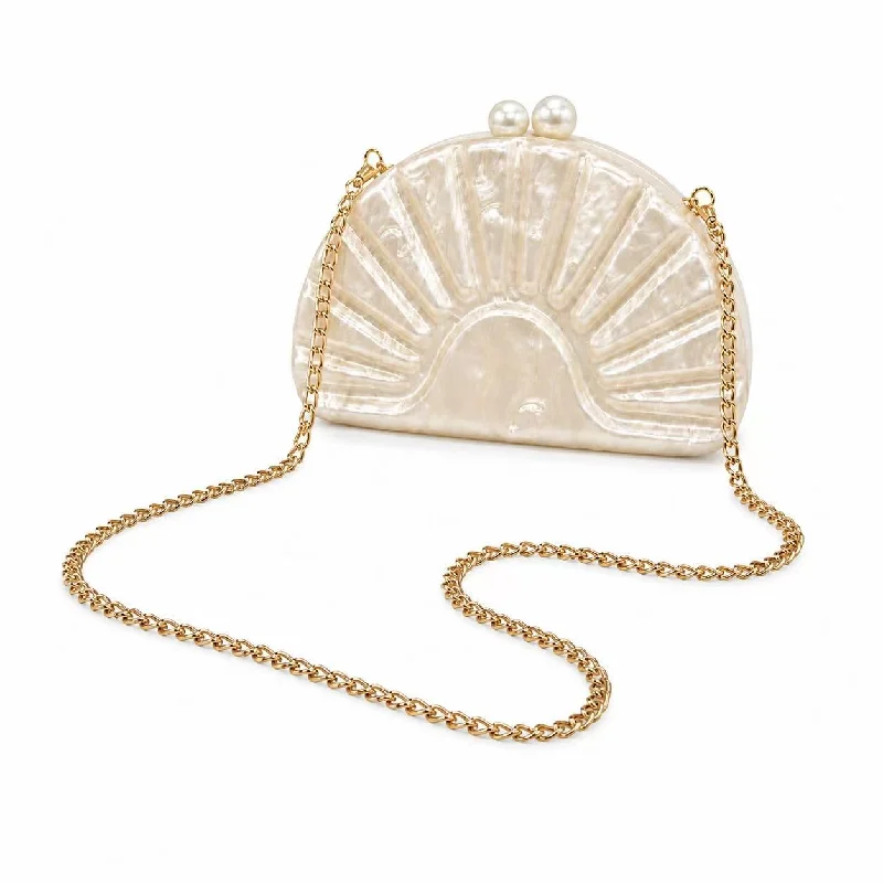 

Acrylic Clutch Evening Bag Women Chain Shoulder Crossbody Bag, Hard Shell Square Box Purse For Wedding Party Date, Beige