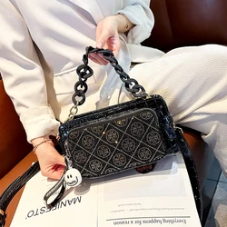 Luxury Designer Handbags Real Leather Bags for Women Shoulder Chain Sling Bags Rhinestone Ita Bag