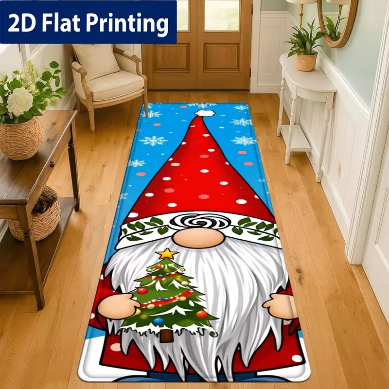 2D Visual Illusion Gnome Runner Rug Soft Long Floor Mat Funny Hole Print Carpet for Entryway Hallway Bedroom Kitchen Party Decor