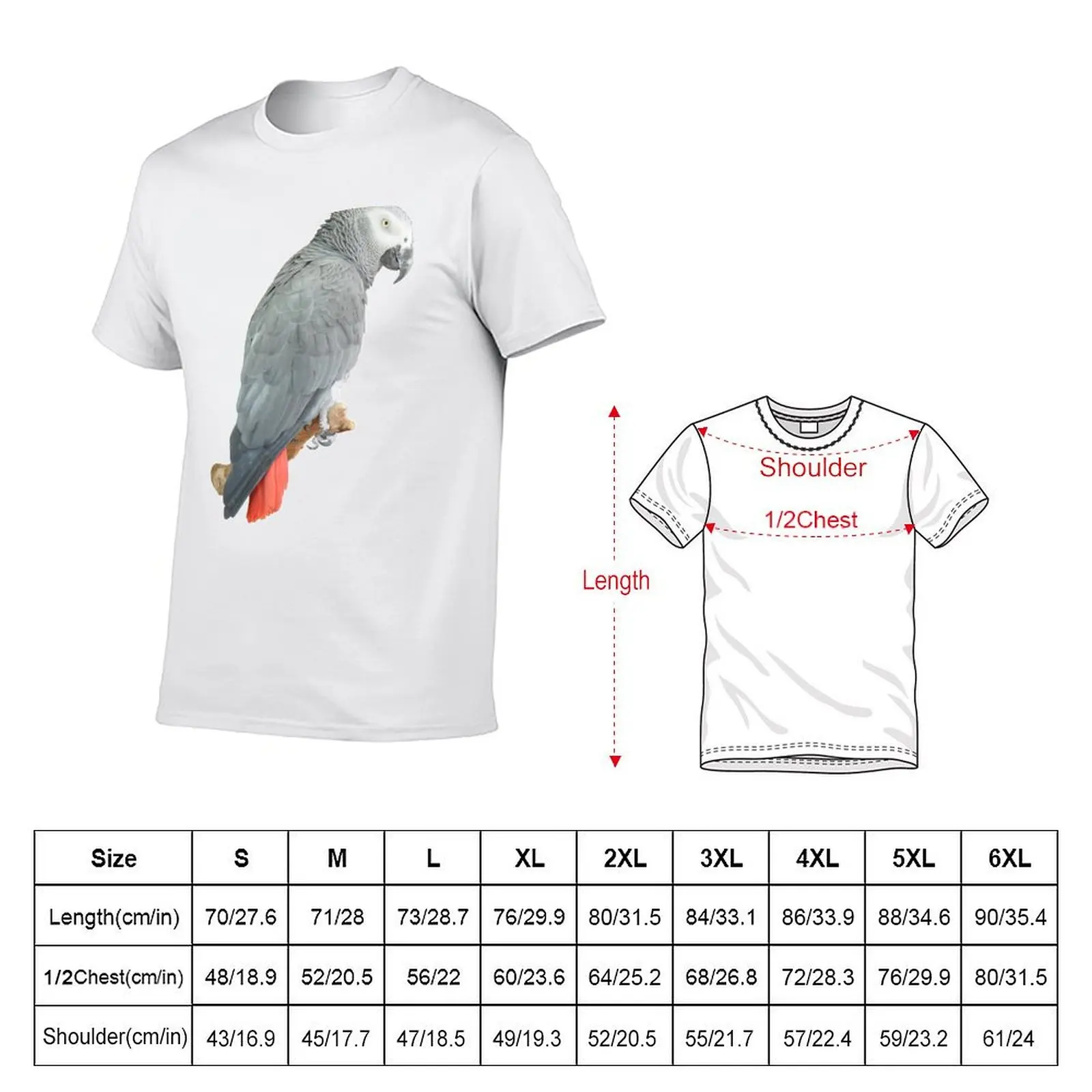African Grey Parrot T-Shirt Water Resistant Casual T-Shirt