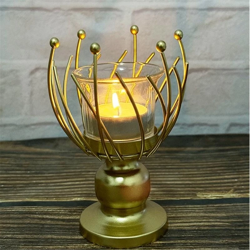 Elegant Wrought Iron Holder Candlestick Metal Centerpiece for Table Dining & Bedroom Ambiances Q5WC