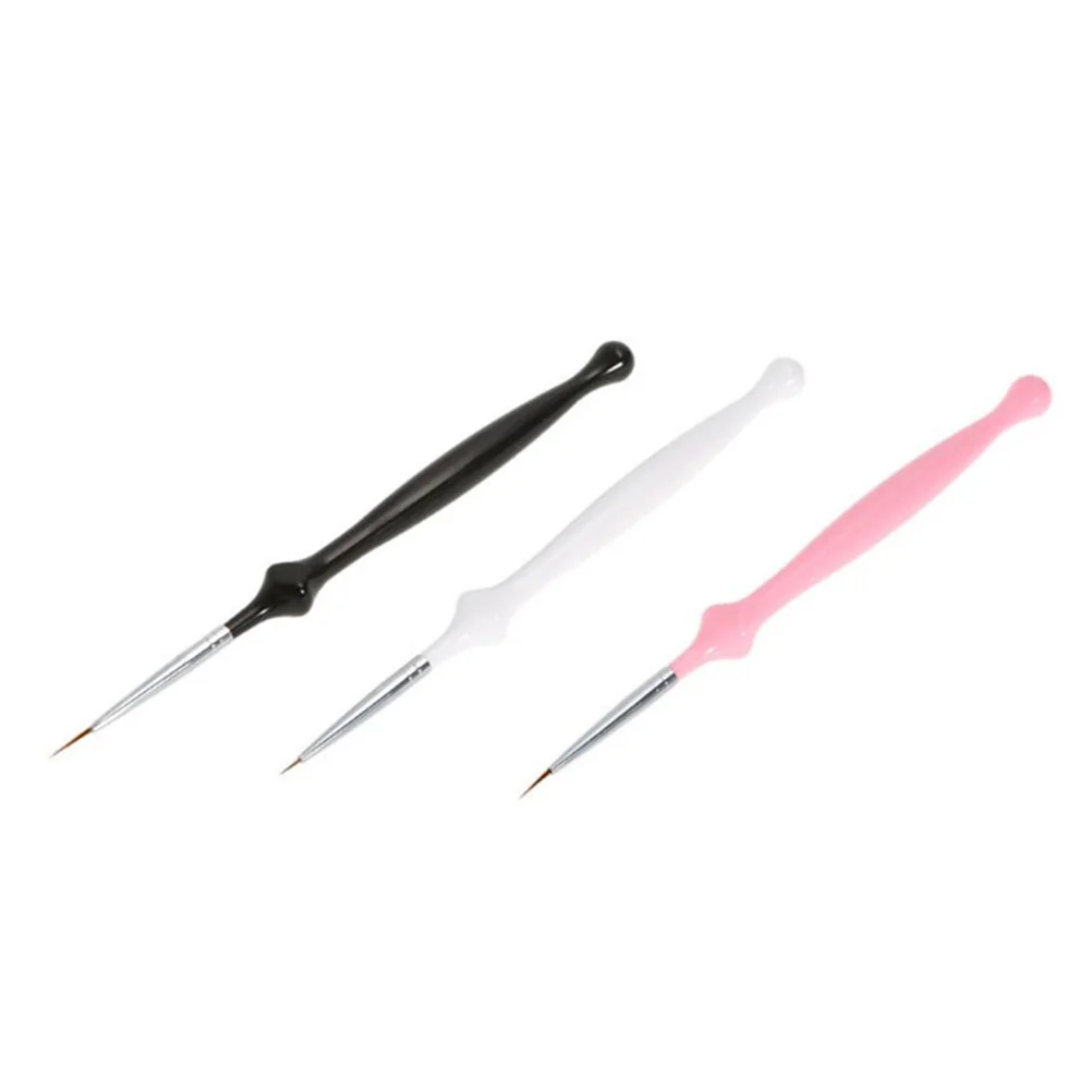 3 uds herramienta de pincel para decoración de uñas pincel de pintura de detalles finos de alta calidad para manicura DIY líneas de dibujo patrones de flores negro blanco rosa