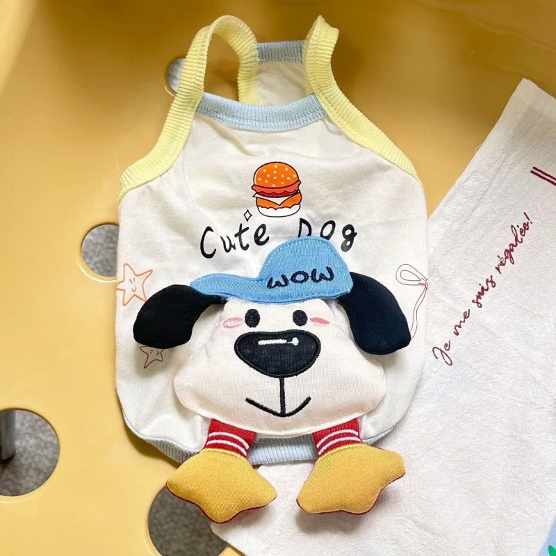 Cartoon Animal Pet Dog Vest for French Bulldog Summer Spring Cute Kitten Clothing Doll Decorate Breathable Puppy T Shirt