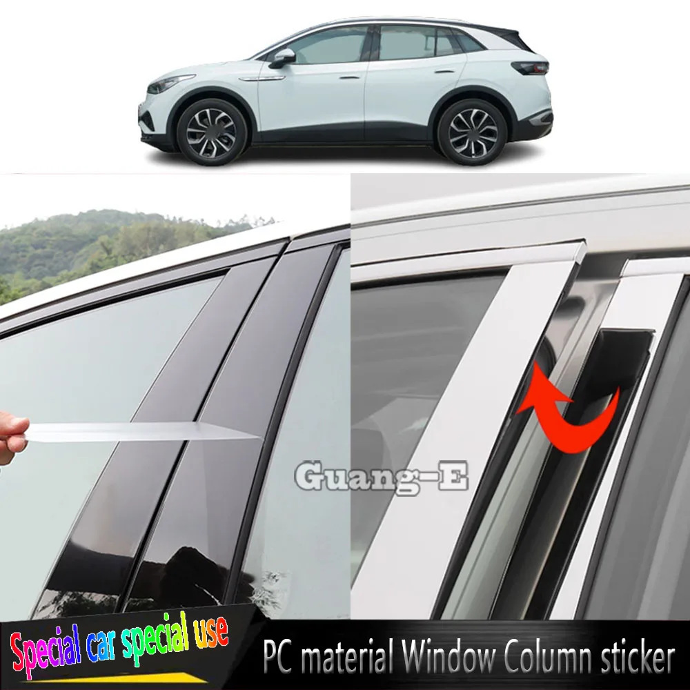 

For VW Volkswagen ID4X ID.4X 2021 2022 2023 2024 Door Trim Window Molding Stickers Parts Car TPU/Glossy Mirror Pillar Post Cover