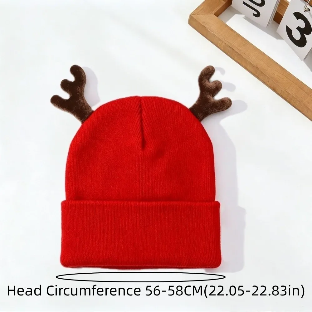 Party Weiche Rentiergeweih-Mütze Niedliche Vielseitige Strickmütze Warme Praktische Hirschgeweih-Mütze Weihnachten – Detail 1