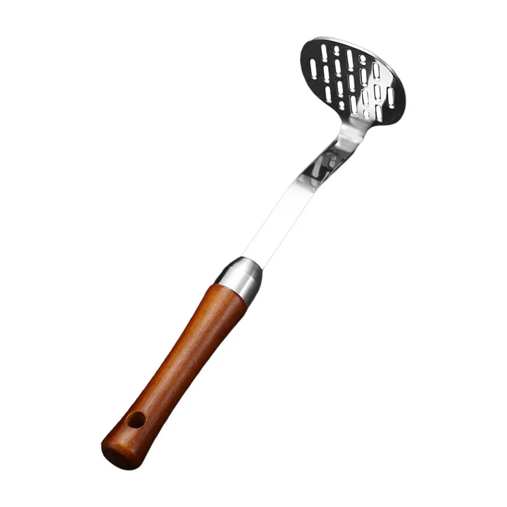 

1Pcs Potato Masher Manual Kitchen Gadget Comfortable Pressing Large Surface Brown Potato Masher Practical Kitchen Tool