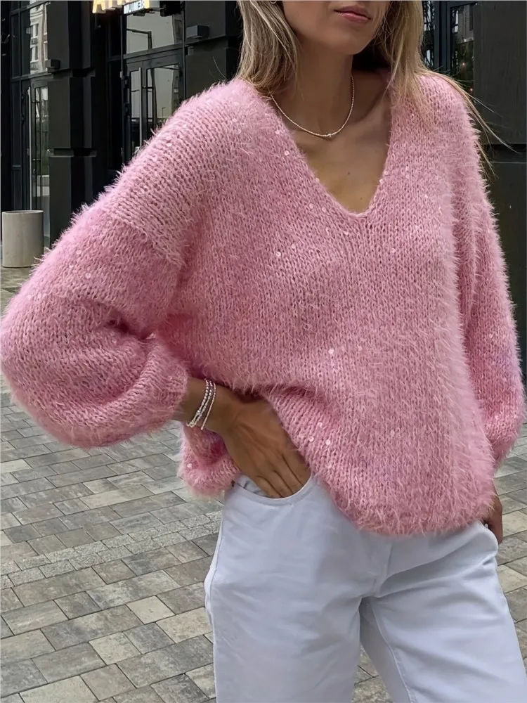 MsChuh Autumn Women's Clothing Solid Color Sweater Pullover All-match Loose Pulls Femmes Simple Style Trendy Comfortable Casual