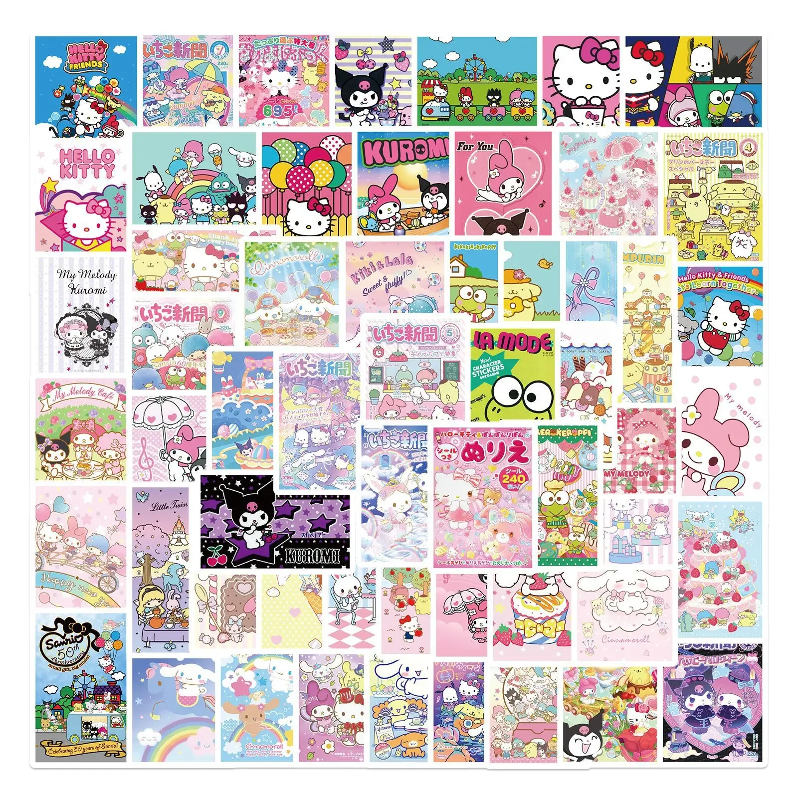 10/30/62 pçs kawaii sanrio anime poster adesivos minha melodia olá kitty dos desenhos animados adesivo de vinil decalques diy papelaria mala telefone