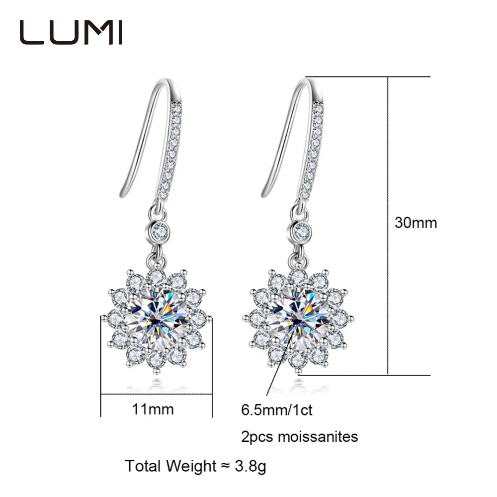 

Оригинальные серьги-гвоздики с муассанитом S925, 2 карата, серебряные серьги-гвоздики с подсолнухом для нее, красивые повседневные украшения на юбилей, день рождения