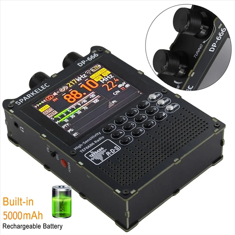 

-ABHW TEF6686 DP-666 Radio High Sensitivity Full Band Radio FM/LW/MW/SW ESP32 2.8Inch IPS Touchscreen Support Firmware Upgrade