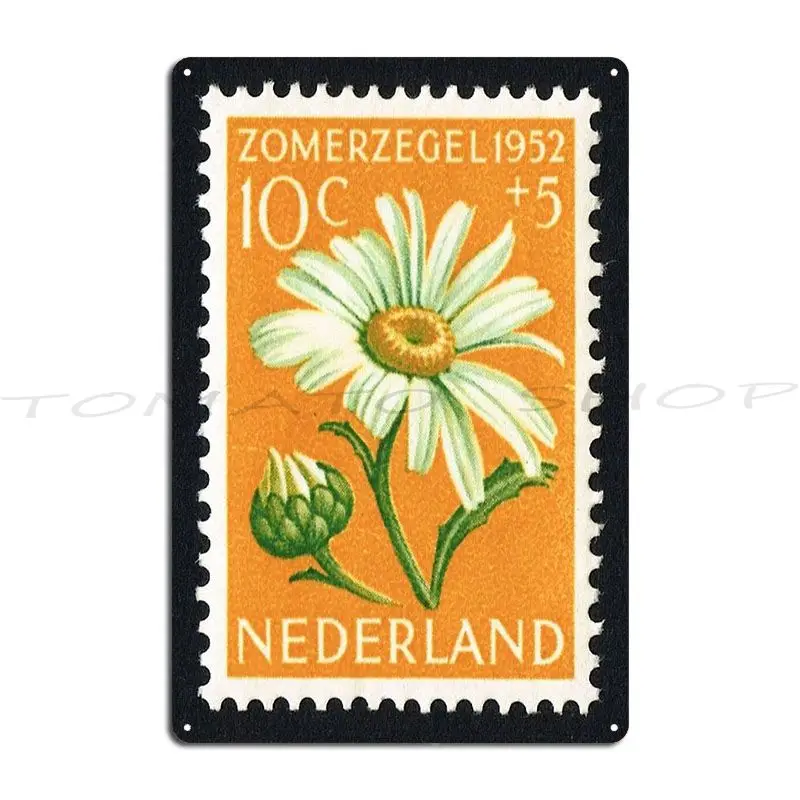 Vintage 1952 Nederlands Daisy Stamp Metal Plaque Garage Cave Painting Pub Character Tin Sign Poster