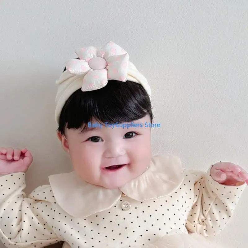 

R1WF Baby Flower Hairband with Faux Bangs Lovely Flower Detail Headwear Fashionable Hair Accessory for Daily & Party