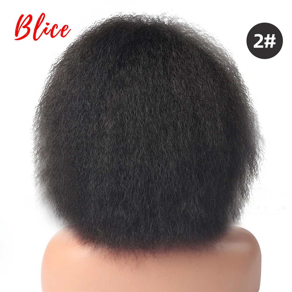 Blice 6 Zoll kurze synthetische Perücken verworrene gerade Kanekalon hitzebeständige natürliche schwarze Frauen Afroamerikaner Afro volle Perücke – Detail 15