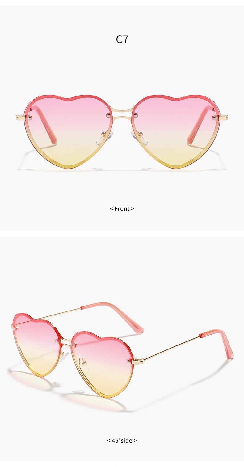 Neue Vintage Runde Sonnenbrille für Damen und Herren Marken-Sonnenbrillen Herzförmige Brillen für Männer und Frauen – Detail 12