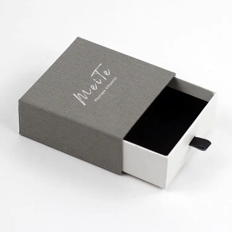 50pcs Custom Printed Jewellery Packaging Gift Paper Box Sliding Drawer Jewelry Boxes with Logo