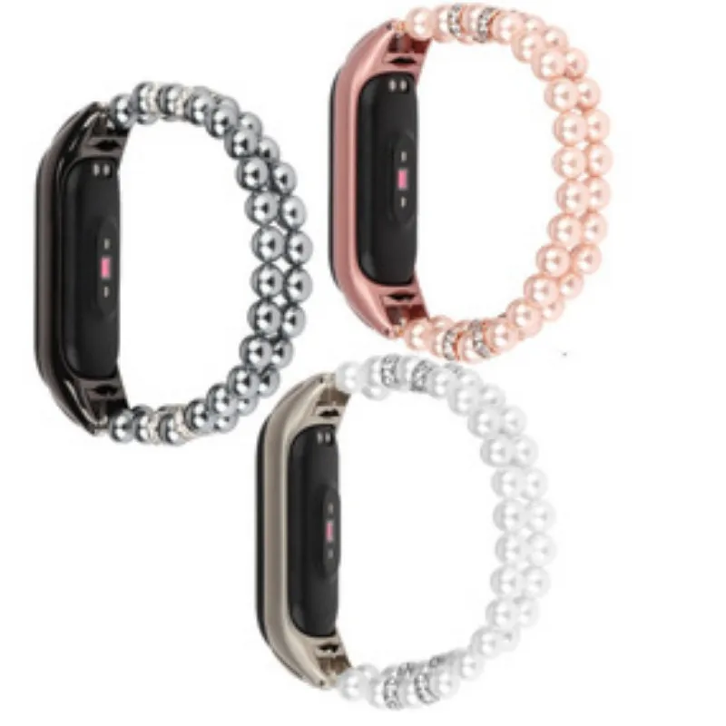 Jewelry MI strap 8 7 6 Watchband Beaded Bracelet Bands for Xiaomi Mi Band 5/4 Wristband Replacement with Crystal Beads Girl