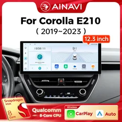 Ainavi 12.3 Inch For Toyota Corolla 2019 2020 2021 2022 2023 E210 2K Wireless Carplay Android Auto Radio Car Multimedia Player