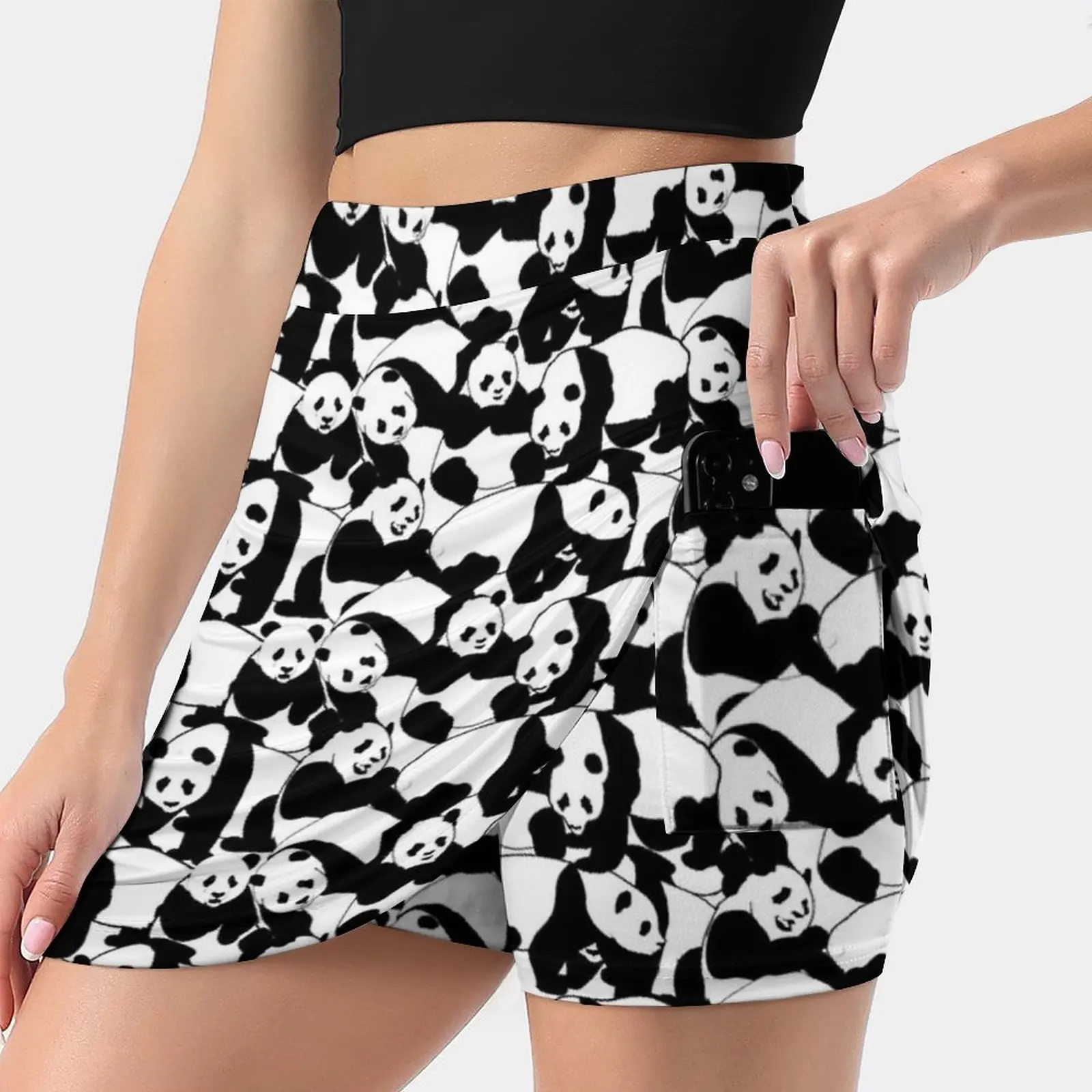 Panda Pattern Women's skirt Aesthetic skirts New Fashion Short Skirts Panda Pattern Animal Cute Bamboo Nature Bear Awesome