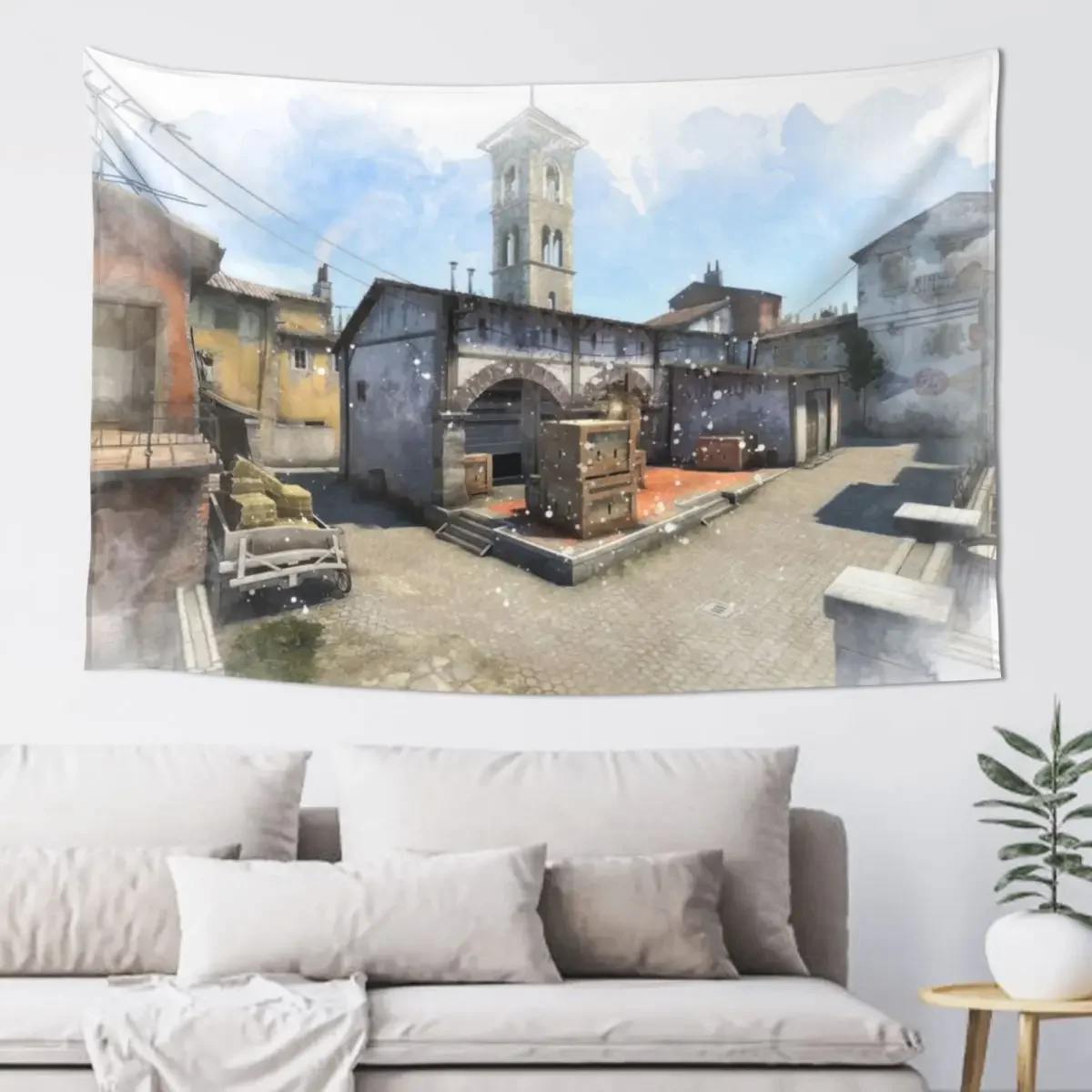 CSGO Inferno Watercolour Map Poster Tapestry Wall Hangings Decoration Hanging Wall Bedroom Decor Aesthetic Tapestry