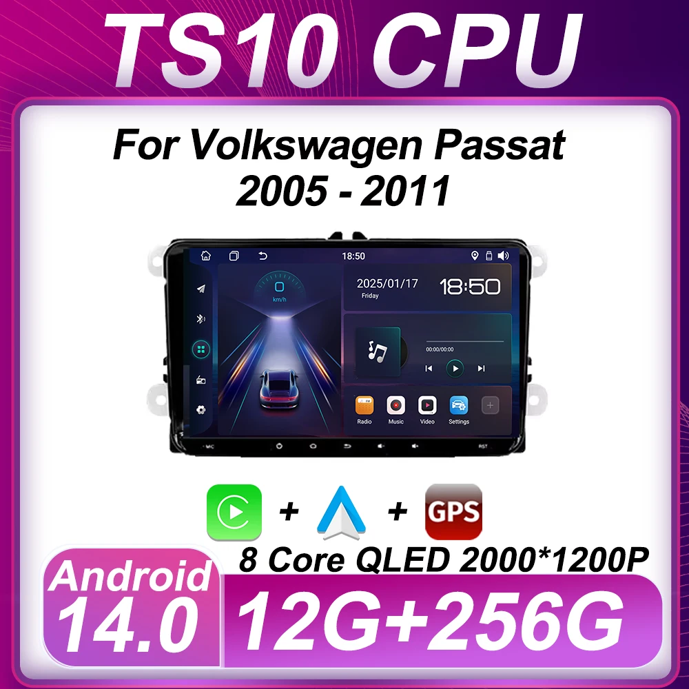 

Car Radio For Volkswagen Passat 2005 - 2011 Bluetooth Android 14 Touch Screen Intelligent System GPS Navigation DSP No 2din DVD