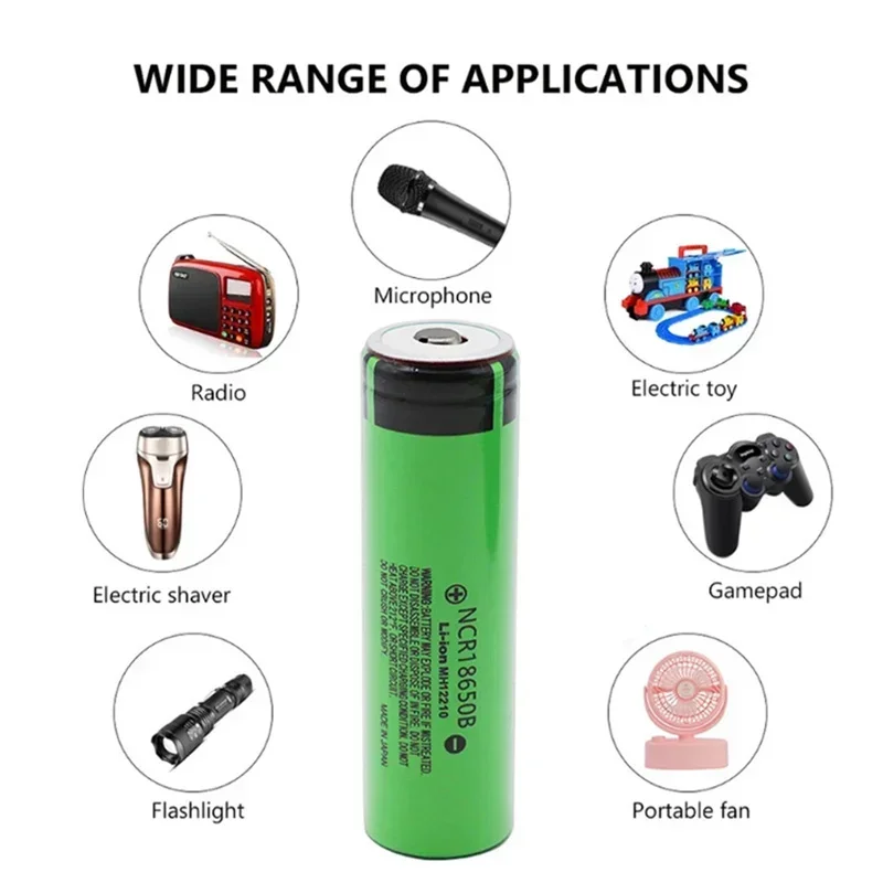 New 18650 lithium batteries 3400mAh 3.7v 25A NCR18650B high power power tool battery 18650 rechargeable battery(Pointed)