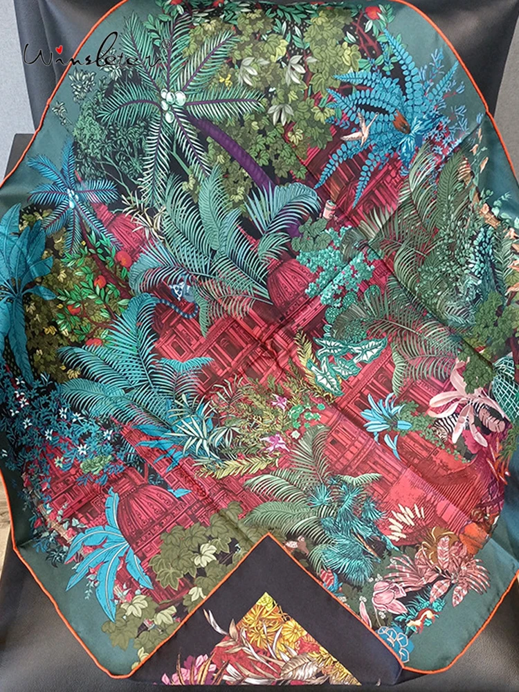 

Winsleter-Женский элегантный шарф из 100% натурального шелка 18 мм, двусторонний принт 88*88 см, французский платок в подарок маме, осень 2023 г. A5O548CC