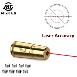 MidTen 9MM Bore Sight 223 5.56mm Red Laser Boresighter Copper Metal with 4 Sets of Batteries For Pistol Rifle Shotgun